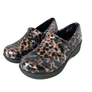 Safe T Step Comfort Clog Sz 6.5 Leopard Animal Print Non Slip Non-Marking GREAT
